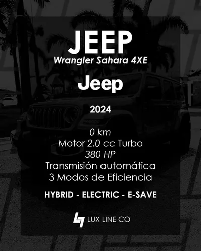Jeep Wrangler Sahara 4XE 2024  Hbrida Enchufable  0 km