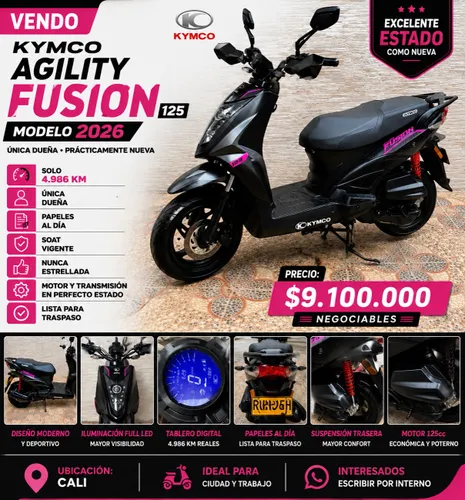 Vendo kymco Agility Fusion 125 Modelo 2026. Excelente estado.
