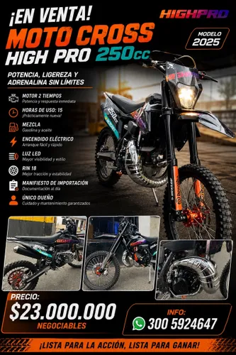 MOTO CROSS 2025 HIGH PRO 250cc 2 TIEMPOS ÚNICO PROPIETARIO CON POCO USO